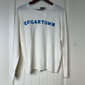 NWT Vineyard Vines 100% Cashmere Blue Beaded Edgartown Logo Sweater Medium